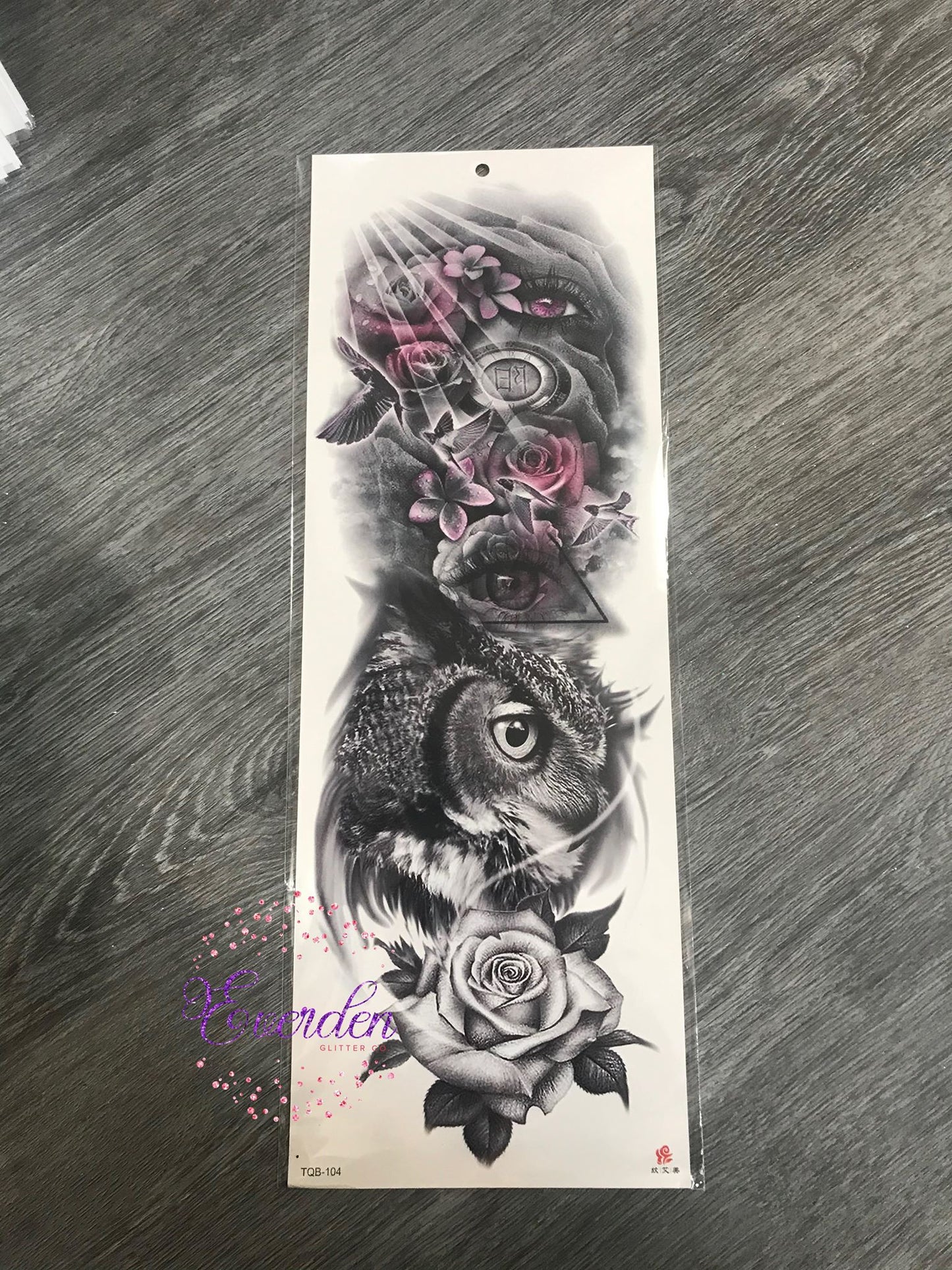 Eye & Owl Pink Tattoo - TQB 104