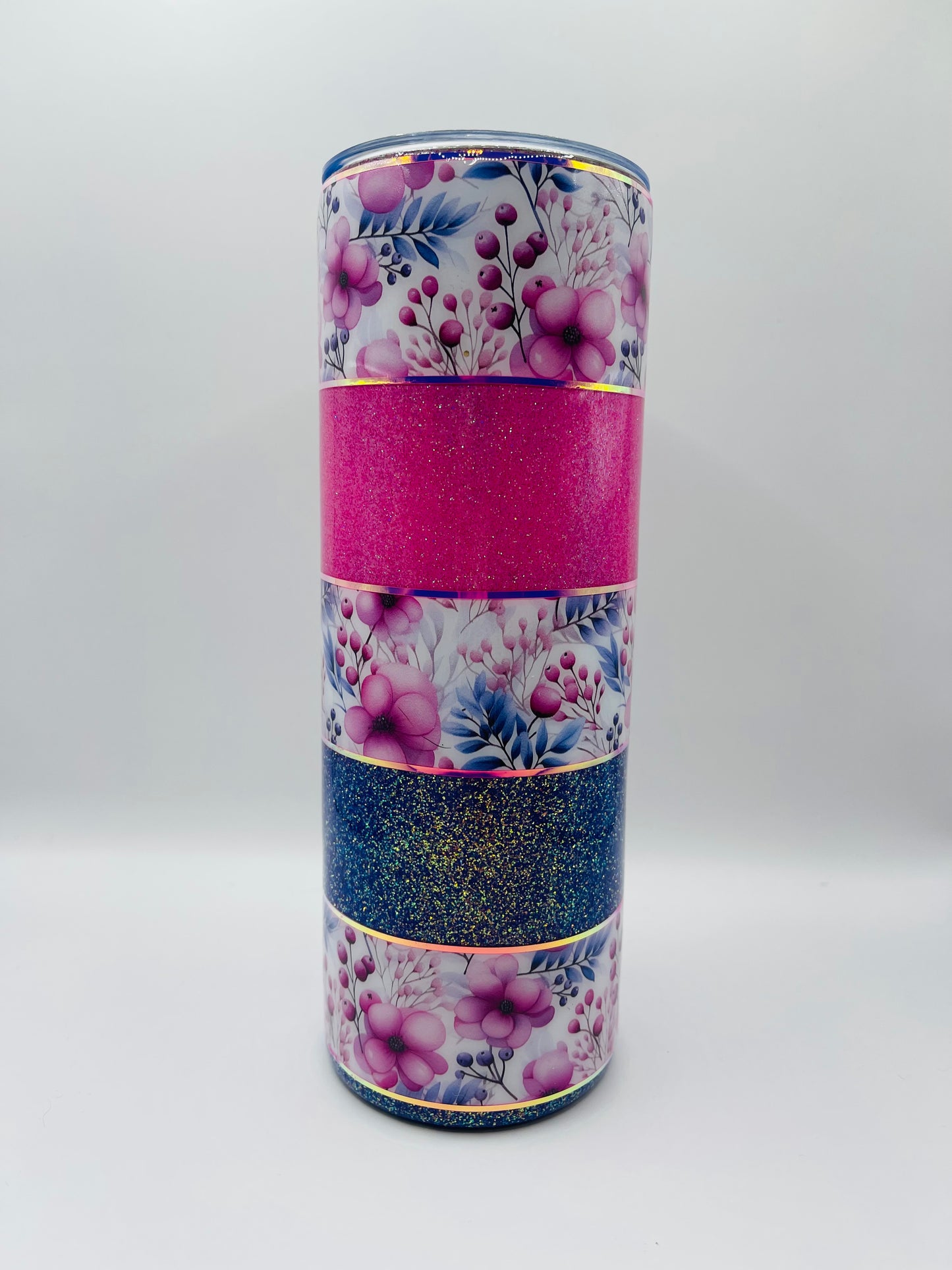Pink Purple Floral Epoxy Tumbler