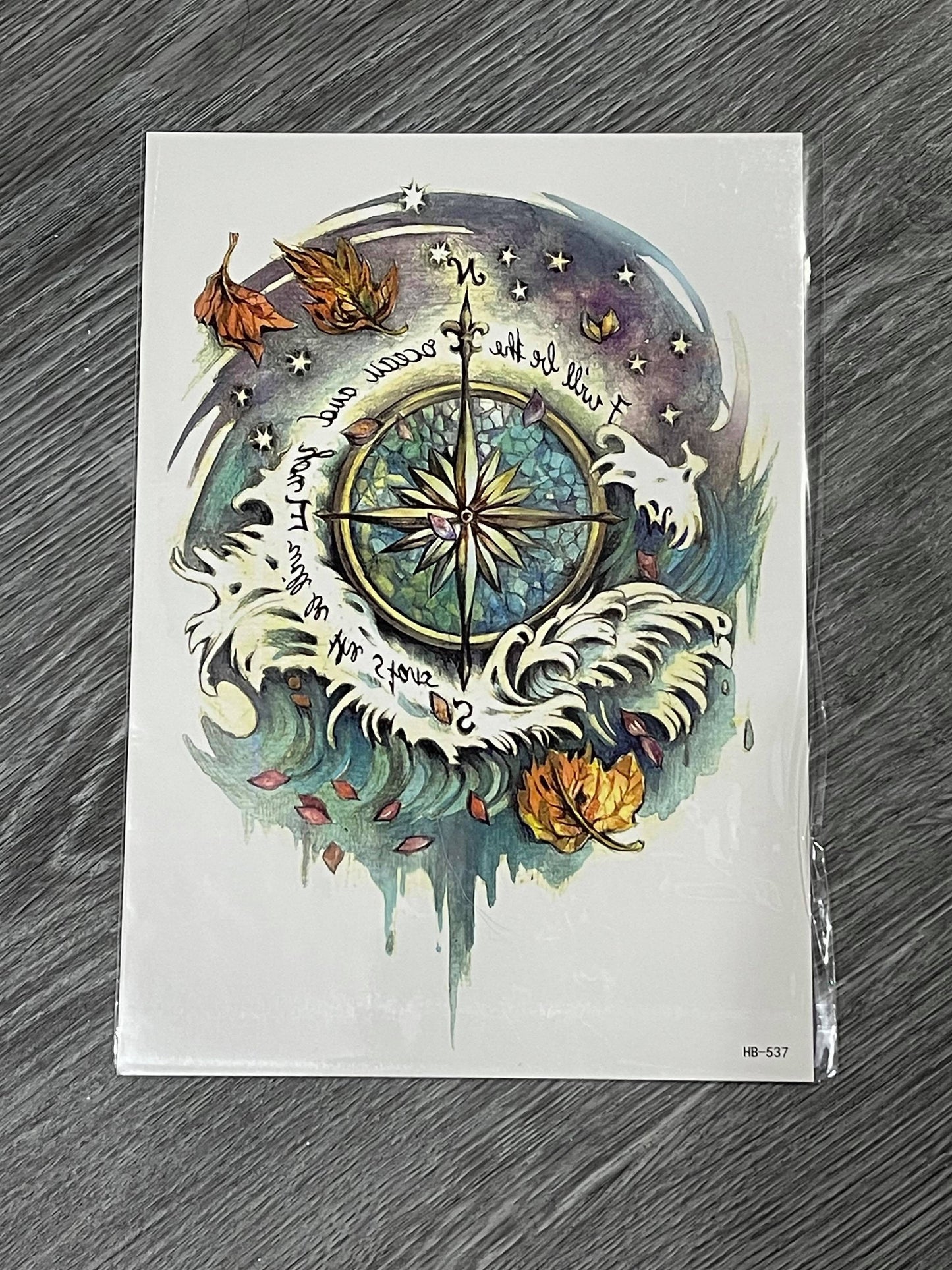Colourful Compass Tattoo - HB537