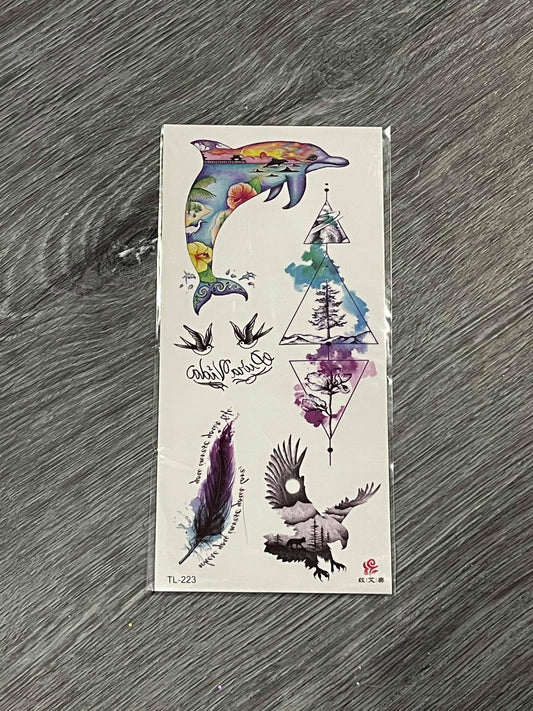 Dolphin Feather Tattoo - TL223