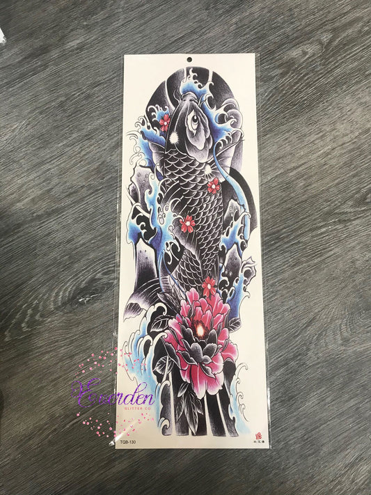 Koi Fish Blue Water Tattoo - TQB130