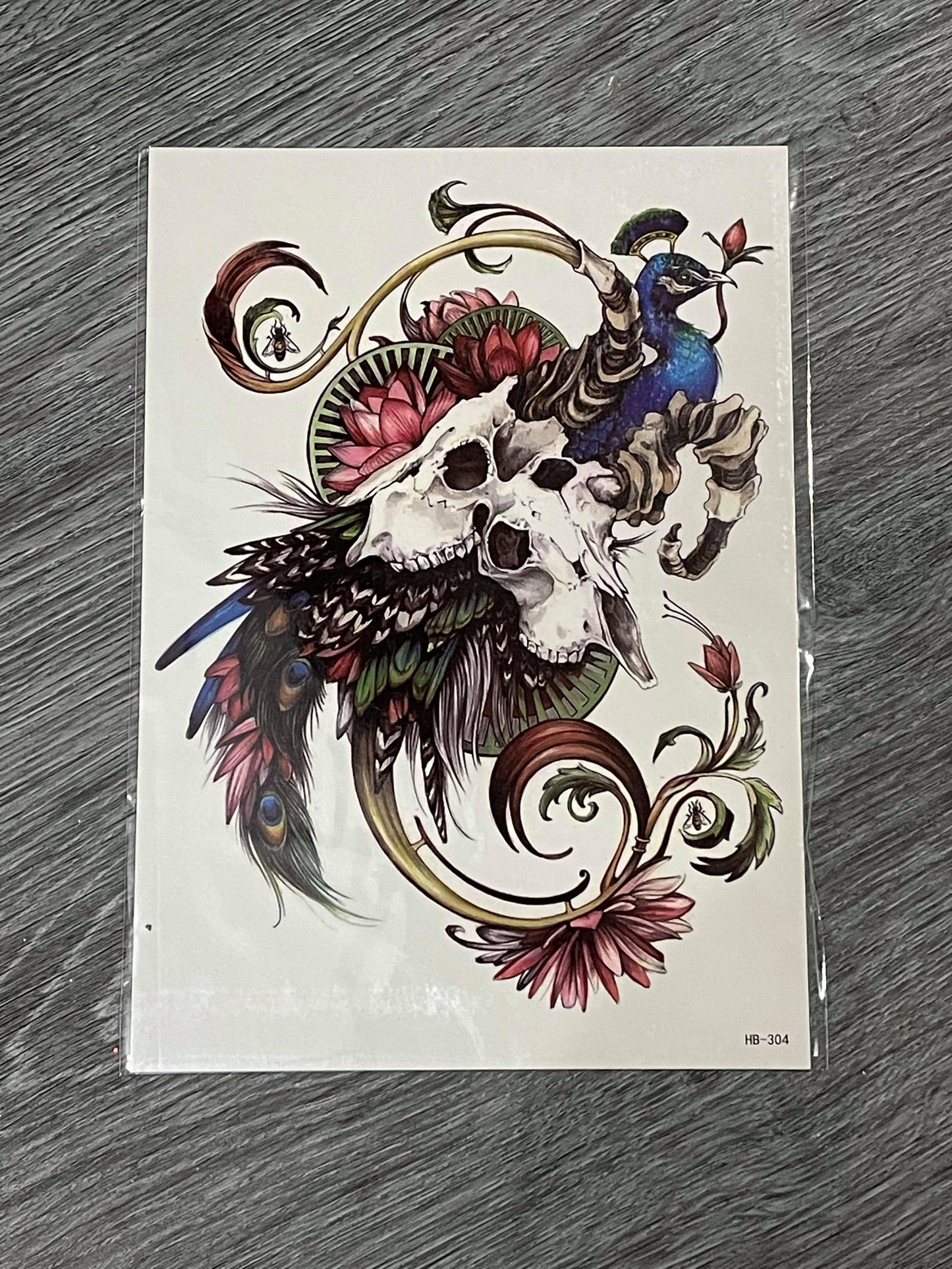Peacock Skull Tattoo - HB304