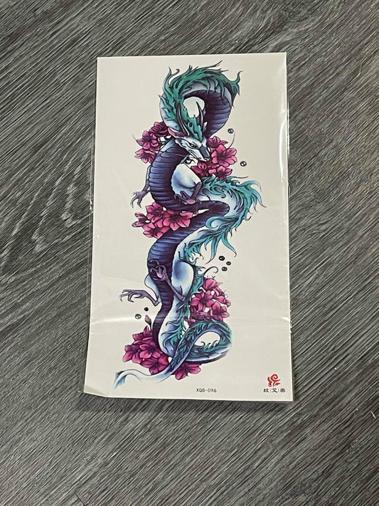 Purple Pink Teal Dragon Tattoo - XQB096