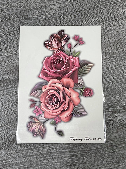 Roses Butterflies Tattoos - HB665