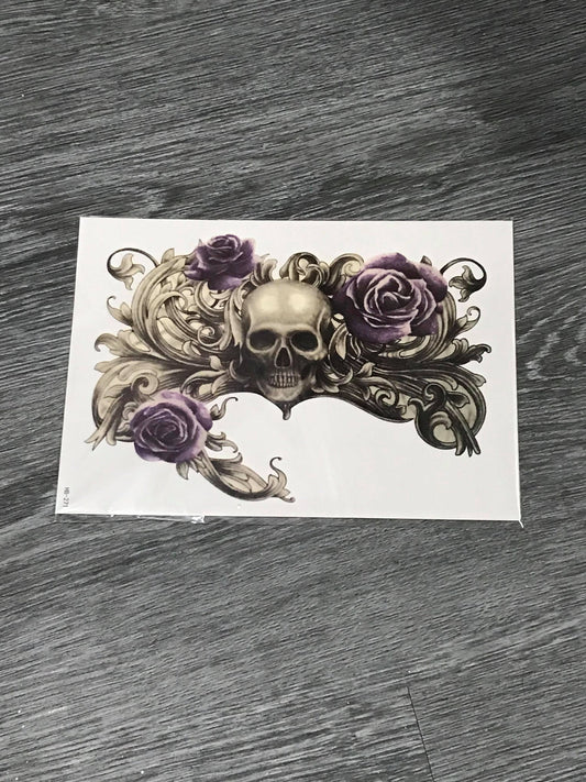 Skull Purple Roses Tattoo - HB271