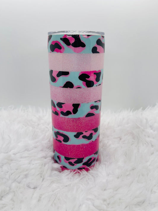 Pink Mint Leopard Epoxy Tumbler
